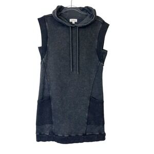 Evereve Hoodie Sweatshirt Dress Women's Size Small Charcoal Gray Sleeveless